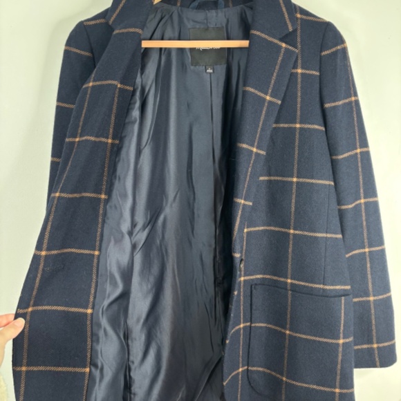Madewell Larsen Blazer S Navy Wool Windowpane Plaid Academia Old Money Oversized - Picture 5 of 13